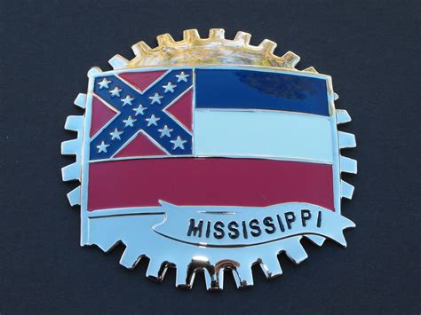Mississippi State Flag Automobile Grille Badge Emblem Classic Auto