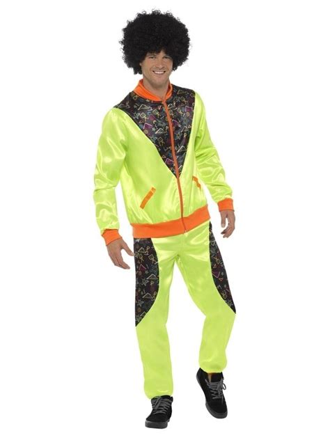 Mens Retro Shell Suit 80s Metallic Scouser Tracksuit 1980 Fancy Dress