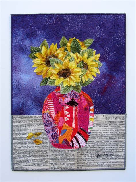 Small Art Quilt Unframed SALE Yellow Flowers Unframed | Etsy | Textile ...