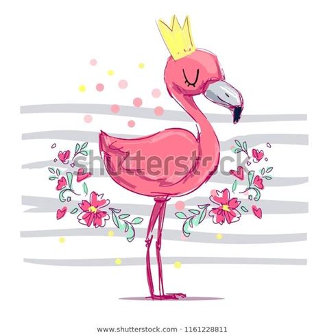 Find Hand Drawn Cute Flamingo Princess Vector Stock Images