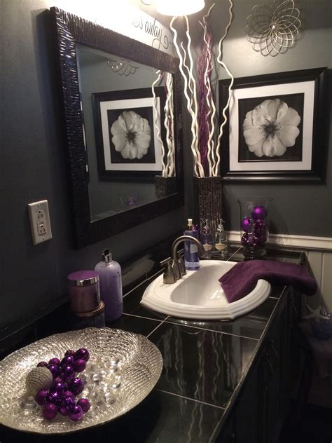 Black And Grey Bathroom With Lavender Accents Greyandpinkbedroomideas