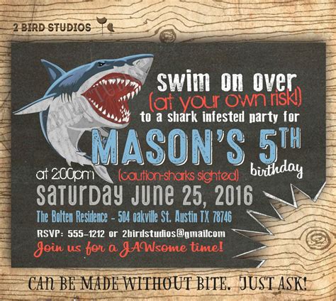 Shark Birthday Invitations Shark Invitations Pool Party Or