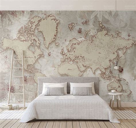 Large World Map Wallpaper Murals Decor 3d Wall Photo Mural For Living