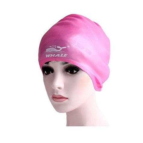 Pink Waterproof Silicone Swim Caps For Long Hair With Ergonomic Ear Pockets Learn More By