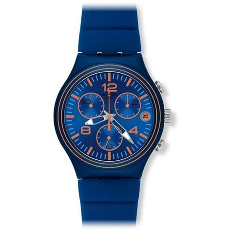 Swatch Swatch Wave Addict Blue Dial Chronograph Silicone Strap Mens
