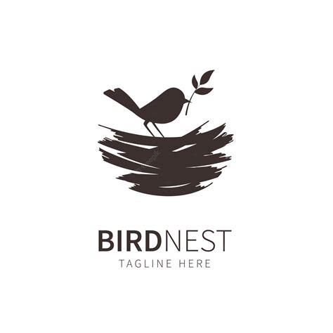 Premium Vector Nest Logo Illustration Silhouette Bird And Leaf