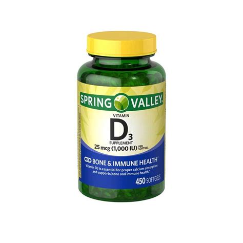 Spring Valley Vitamin D 3 1000 Iu 450 Softgels Ehavene