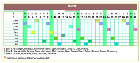 Calendrier 2021 Planning Horizontal Mensuel