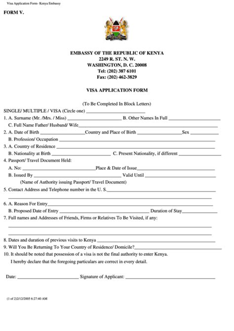 Kenyan Passport Application Form Printable