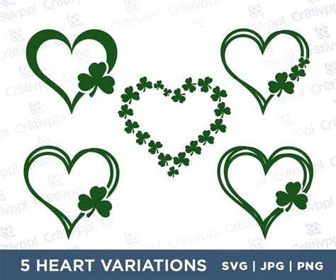 St Patricks Day Heart Svg Clover Heart Svg Bundle St Patrick Etsy
