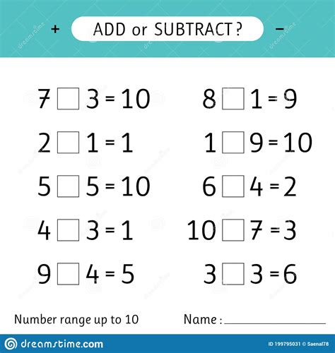 Add Or Subtract Number Range Up To 100 Worksheet For Kids Addition