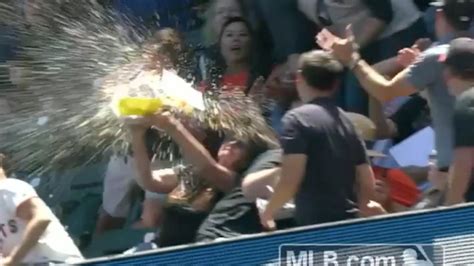 Fan Tries Using Tray Of Beer And Food To Catch Foul Ball Fails