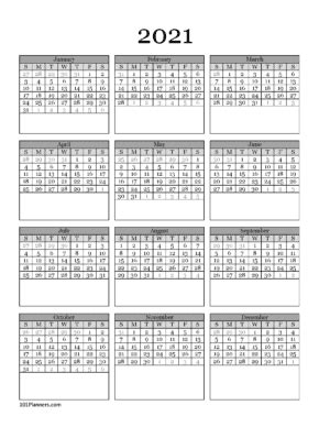 Welcome to our website which is designed for people who would like to live the life as planned as they would like monthly printable calendars (editable). Free printable 2021 yearly calendar at a glance | 101 ...