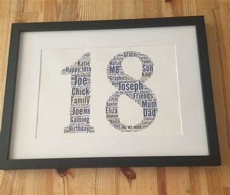 Framed Word Art 18 Design Beautiful Personalised T For 18th By