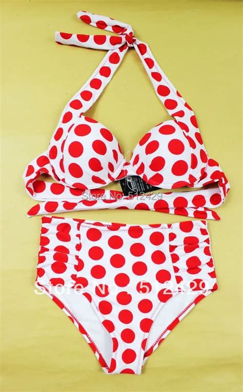 Red Polka Dot High Waist Bikini Vintages Swimwear Retro Swimsuits