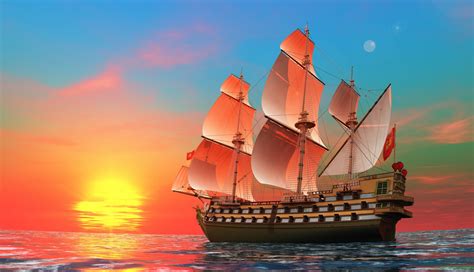 Sailing Sunrises And Sunsets Sea Ships Sky Sun Hd Wallpaper