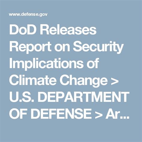 Dod Releases Report On Security Implications Of Climate Change Us
