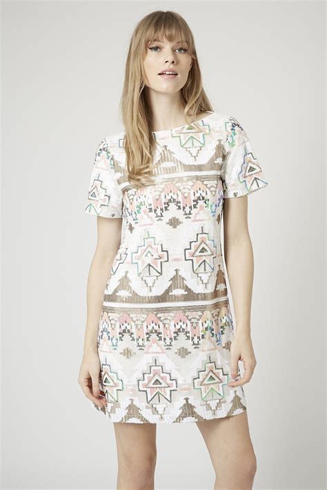 Aztec Sequin T Shirt Dress By Rare Brands At Topshop Clothing