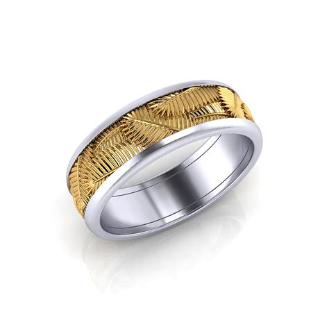 Unique recycled gold and platinum wedding bands and stacking rings by anueva jewelry. Palm Leaf Wedding Band | Jewelry Designs