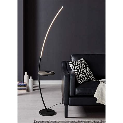 Lite Source Monita Black Led Arc Floor Lamp With Tray Table 242d0
