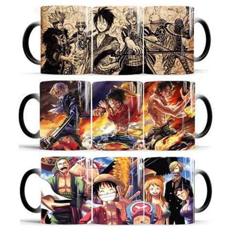 1pcs 350ml One Piece Coffee Mugs Color Change Tea Cup Luffy Zoro Anime