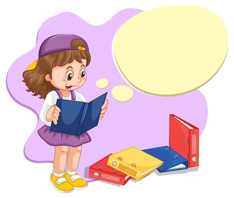 Free Vector A Girl Reading With Empty Callout