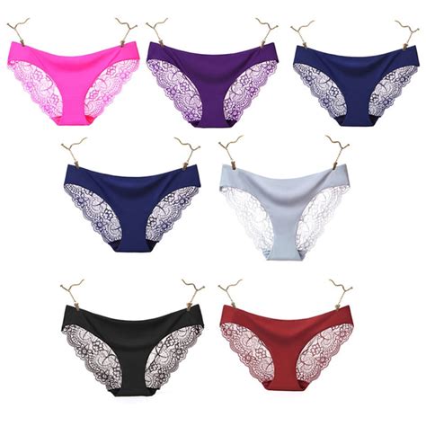 Women Soft Silk Satin Underwear Briefs Lace Panties Lingerie Knickers Wish