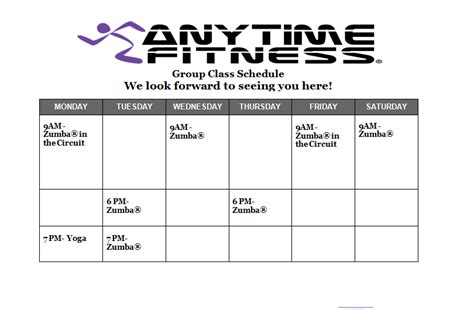 Anytime Fitness Class Schedule Fitnessretro