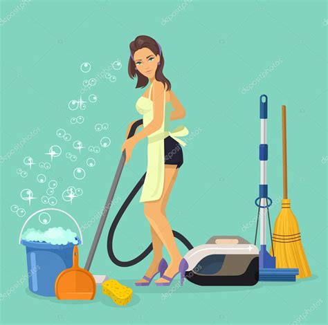 Vector Housewife Flat Cartoon Illustration ⬇ Vector Image By
