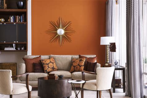 Warm Color Scheme Living Orange Living Room Walls Accent Walls In