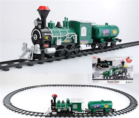 10 Piece Green Battery Operated Lighted And Animated Classic Train Set