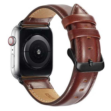 Men Luxury Band For New Apple Watch 44mm Dark Brown Leather Iwatch 4