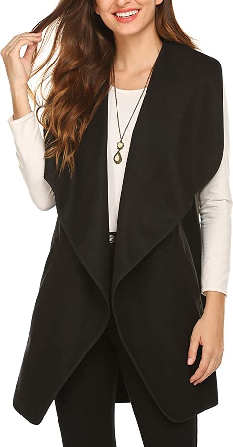 Soteer Womens Long Sweater Vests Lapel Open Front Sleeveless Cardigan