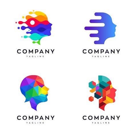 Modern Face Logo Design Template Set Abstract Face Logo Set Colorful
