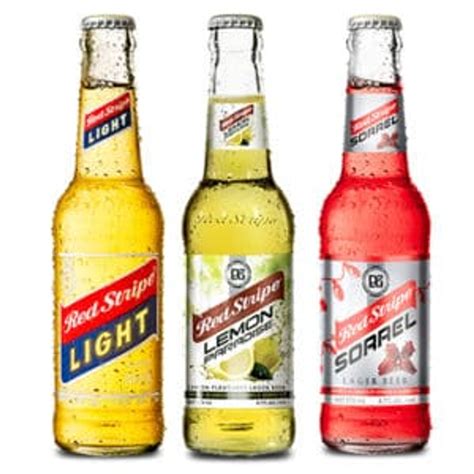 Red Stripe Light Lemon And Sorrel Beer 3 Bottles 1 Each Flavour