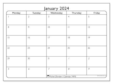 Calendar January 2024 Working Days Ms Michel Zbinden Hk