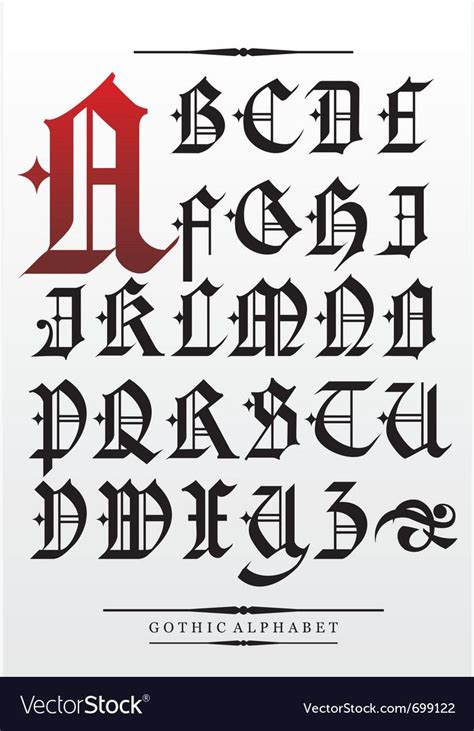 Gothic Font Alphabet With Decorations Download A Free Preview Or High