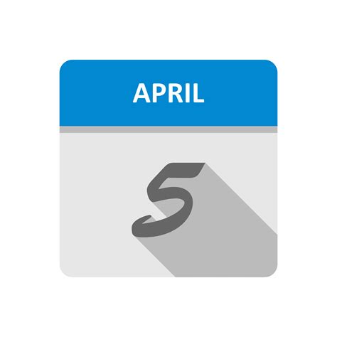 April 5th Date On A Single Day Calendar 495746 Vector Art At Vecteezy