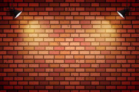 Brick Wall With Spot Lights Free Vector