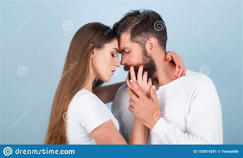 Loving Man Caressing Hugging Kissing Woman Enjoying Tender Warm Pleasant Moment Of Love