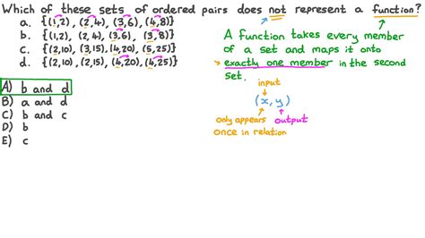 Question Video Determining Which Of A List Of Ordered Pairs Is Not A