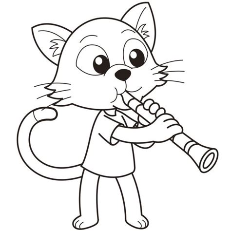 Dibujos Animados Gato Un Clarinete — Vector De Stock © Kchungtw 22547499