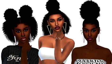 3 Curly Puffs Hairstyles For Female Sims Hairideas Sims 4 Black Hair