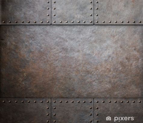 Wall Mural Rust Steel Metal Texture With Rivets As Steam Punk