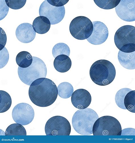 Polka Dot Blue Navy Indigo Watercolor Seamless Pattern Abstract