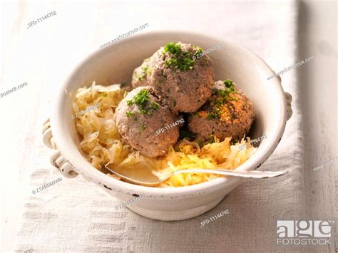 Liver Dumplings With Sauerkraut Stock Photo Picture And Rights