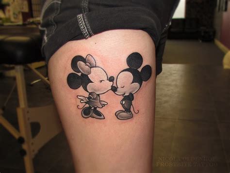 Mickey Mouse Kissing Minnie Mouse Tattoo