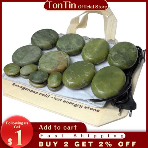 16pcs set natural energy massage stone set hot spa rock green jade stone 16pcs with heater bag