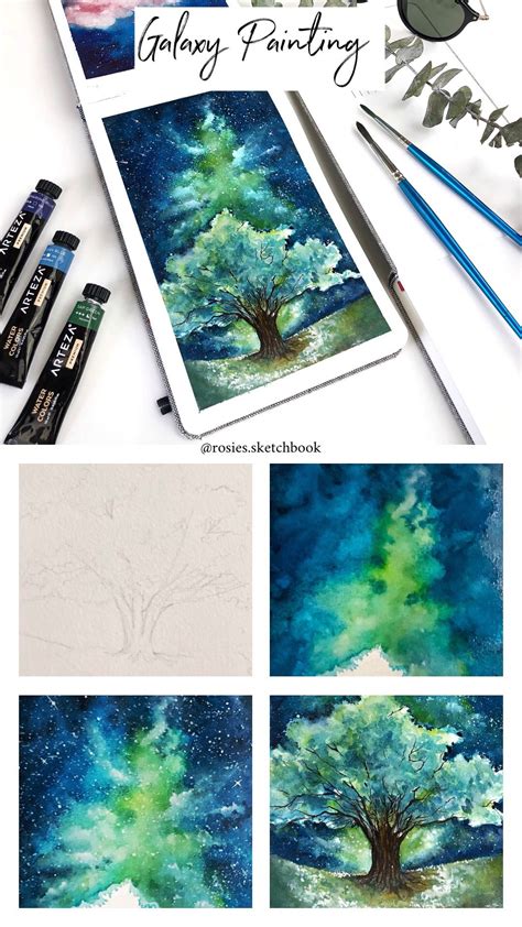Step By Step Galaxy Tutorial Painting With Watercolor