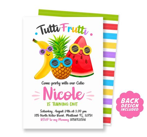 Tutti Frutti Invitation Printable And Personalized Party Etsy